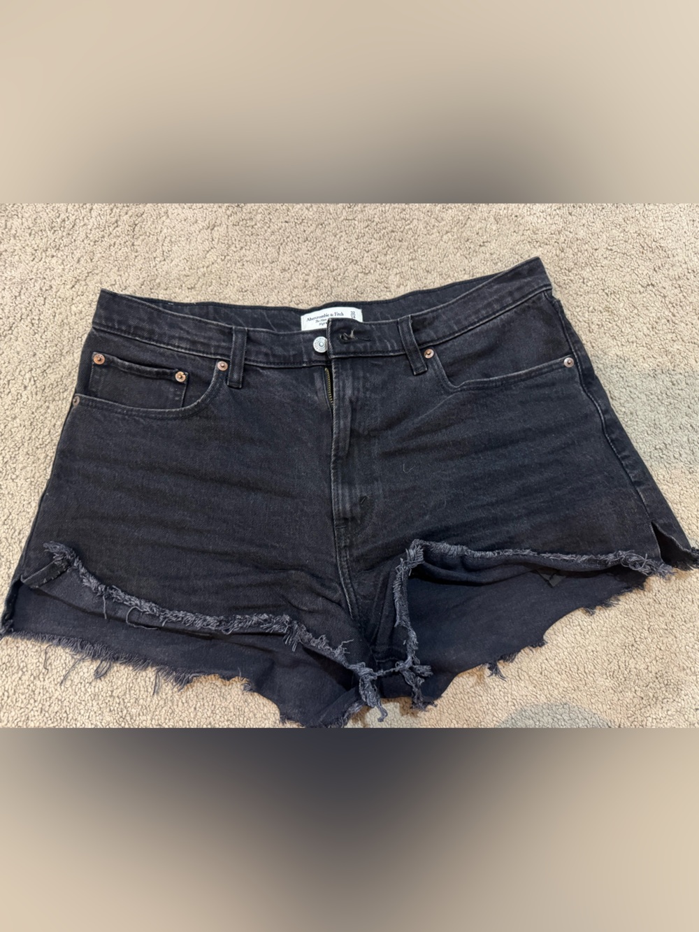 Abercrombie and Fitch Black Distressed Denim Cutoff Shorts